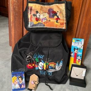 Disney +Baublebar Bundle  authentic Disney Backpack & bag Necklace  Wallet  Pez